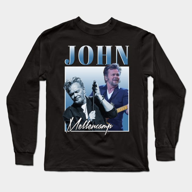 John J. Mellencamp Retro 90s Artwork Long Sleeve T-Shirt by FrancisMcdanielArt